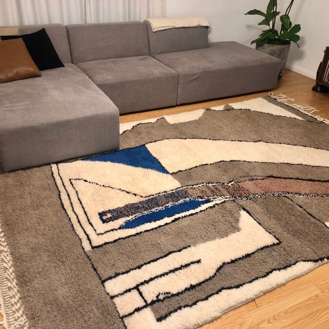 ARNAB | 10x6'7 Ft | 3x2m | Moroccan Beni Ourain Rug | 100% wool handmade - OunizZ