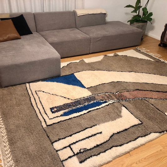 ARNAB | 10x6'7 Ft | 3x2m | Moroccan Beni Ourain Rug | 100% wool handmade - OunizZ