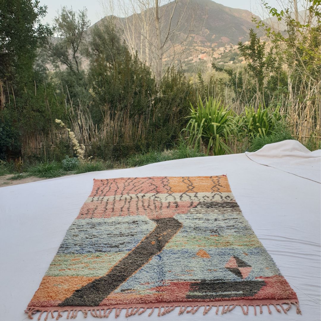 Astri - Boujad Rug 6x10 Moroccan Handmade | Authentic Berber Living room & Bedroom Rug | 6'40x10'43 Ft | 195x318 cm - OunizZ