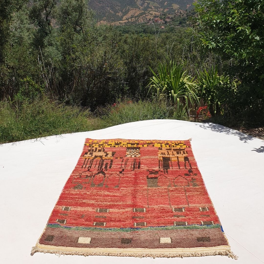 Awifia - Red Moroccan Rug 5x8 Boujad Berber | Authentic Berber Living room & Bedroom Rug | 5'57x8'96 Ft | 170x273 cm - OunizZ