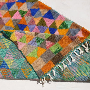 Bakira | Colorful Moroccan Rug 5x7 Authentic Beni Ourain | Handmade Berber Wool Carpet | 5'35x7'61 Ft | 163x232 cm - OunizZ