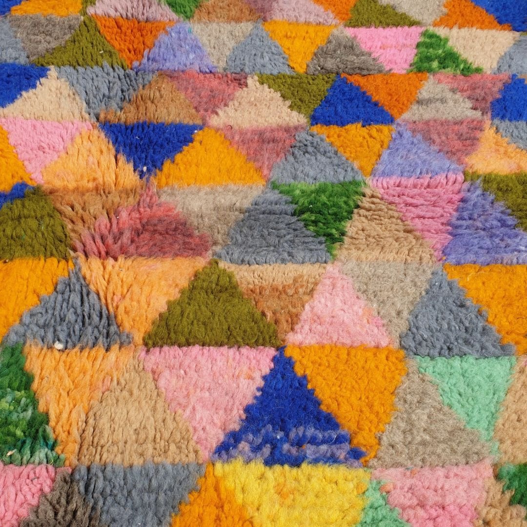 Bakira | Colorful Moroccan Rug 5x7 Authentic Beni Ourain | Handmade Berber Wool Carpet | 5'35x7'61 Ft | 163x232 cm - OunizZ