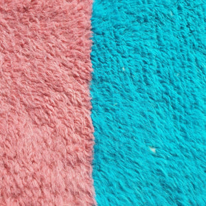 Balkia | Moroccan Beni rug 7x9 Ultra Soft | Blue Red Pink Beni Ouarain | 9'32x7'28 Ft | 284x222 cm - OunizZ