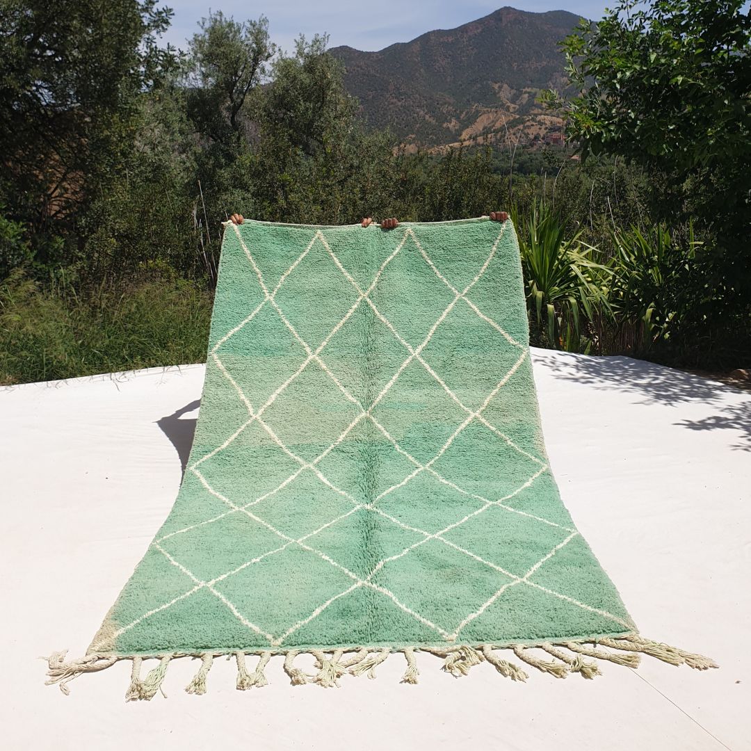 Barkaa - Grüner marokkanischer Teppich 5x8 Boujad Berber | Authentischer Berber-Teppich für Wohnzimmer und Schlafzimmer | 5x8'56 Fuß