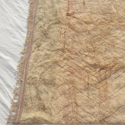 Belada | Handmade Beni Mrirt Rug 8x10 ft – Plush Nude Pink Yellow Purple Abstract Geometric Moroccan Shag Wool Rug | 8'5"x10'1" ft | 258x308 cm - OunizZ