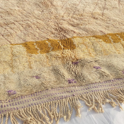 Belada | Handmade Beni Mrirt Rug 8x10 ft – Plush Nude Pink Yellow Purple Abstract Geometric Moroccan Shag Wool Rug | 8'5"x10'1" ft | 258x308 cm - OunizZ