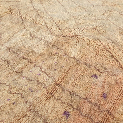 Belada | Handmade Beni Mrirt Rug 8x10 ft – Plush Nude Pink Yellow Purple Abstract Geometric Moroccan Shag Wool Rug | 8'5"x10'1" ft | 258x308 cm - OunizZ