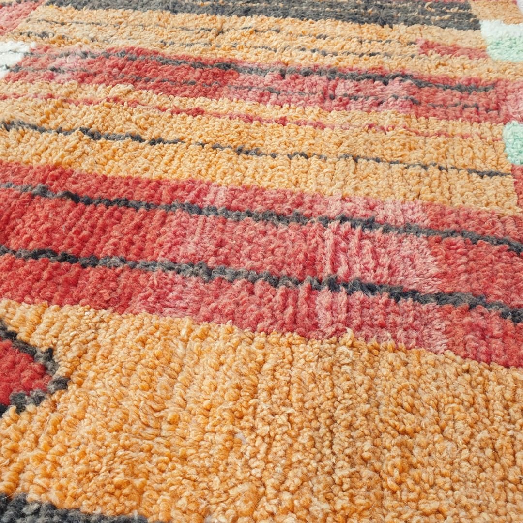 Blafia - Pink Red & Orange Moroccan Rug 6x9 Berber Boujad Handmade | 6'23x9'61 Ft | 190x293 cm - OunizZ