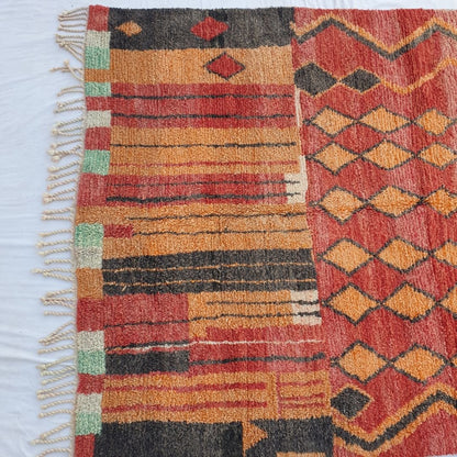 Blafia - Pink Red & Orange Moroccan Rug 6x9 Berber Boujad Handmade | 6'23x9'61 Ft | 190x293 cm - OunizZ