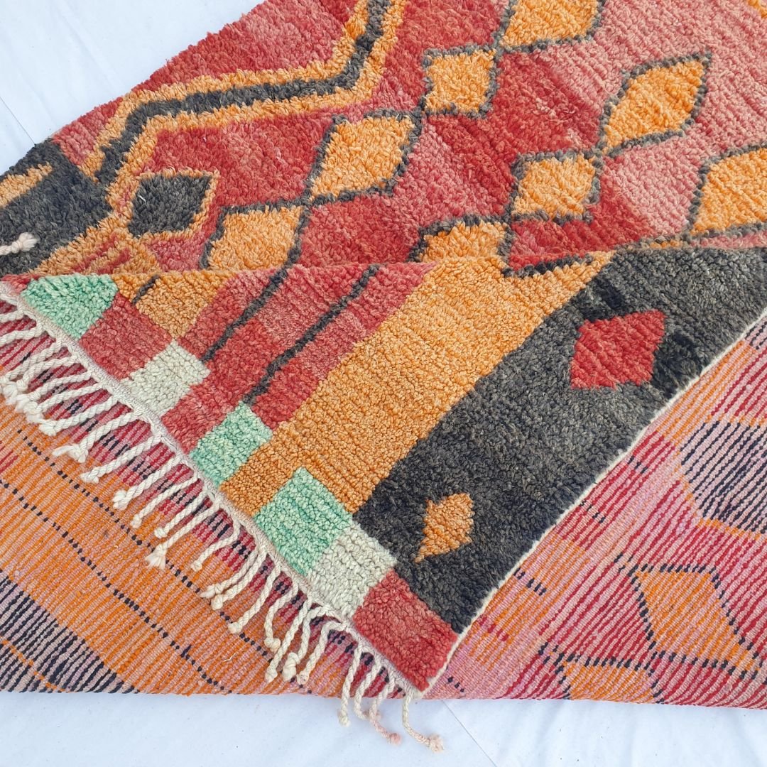 Blafia - Pink Red & Orange Moroccan Rug 6x9 Berber Boujad Handmade | 6'23x9'61 Ft | 190x293 cm - OunizZ