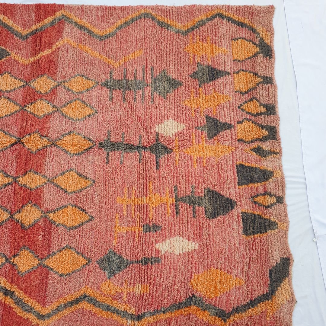 Blafia - Pink Red & Orange Moroccan Rug 6x9 Berber Boujad Handmade | 6'23x9'61 Ft | 190x293 cm - OunizZ