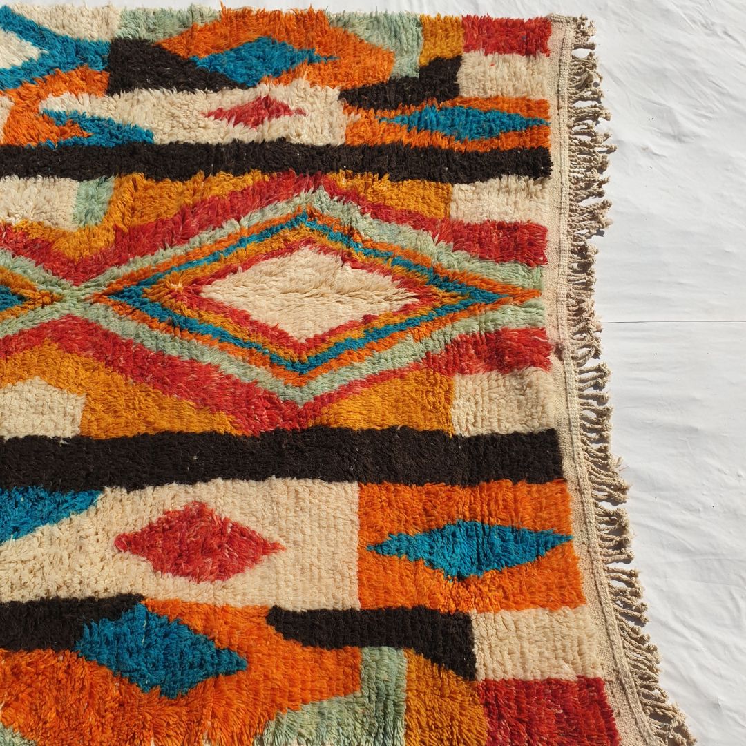 Bligha | Ultra Soft Colorful Beni Ourain 6x9 Moroccan Rug | Authentic Berber wool Beni Rug | 6'73x9'32 Ft | 205x284 cm - OunizZ