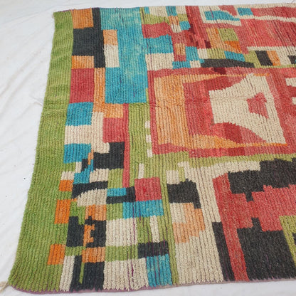 Blocla - 8x11 Moroccan Rug - Vibrant Red Multicolor Boujad Berber Handwoven Wool Carpet | 8'4"×11'5" Ft | 254×349 cm - OunizZ