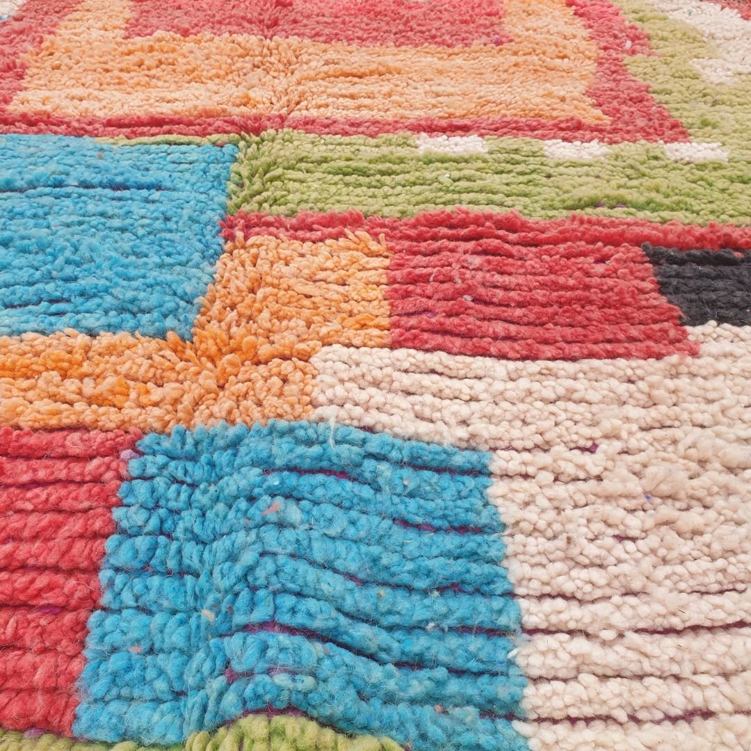 Blocla - 8x11 Moroccan Rug - Vibrant Red Multicolor Boujad Berber Handwoven Wool Carpet | 8'4"×11'5" Ft | 254×349 cm - OunizZ