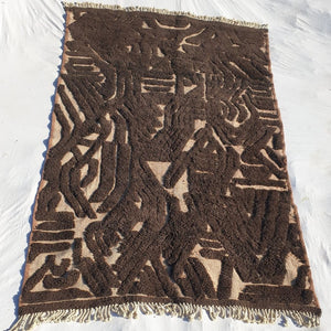Chakla | Brown Moroccan Beni rug 6x9 | Ultra Soft Beni Ourain | 9'71x6'59 Ft | 296x201 cm - OunizZ