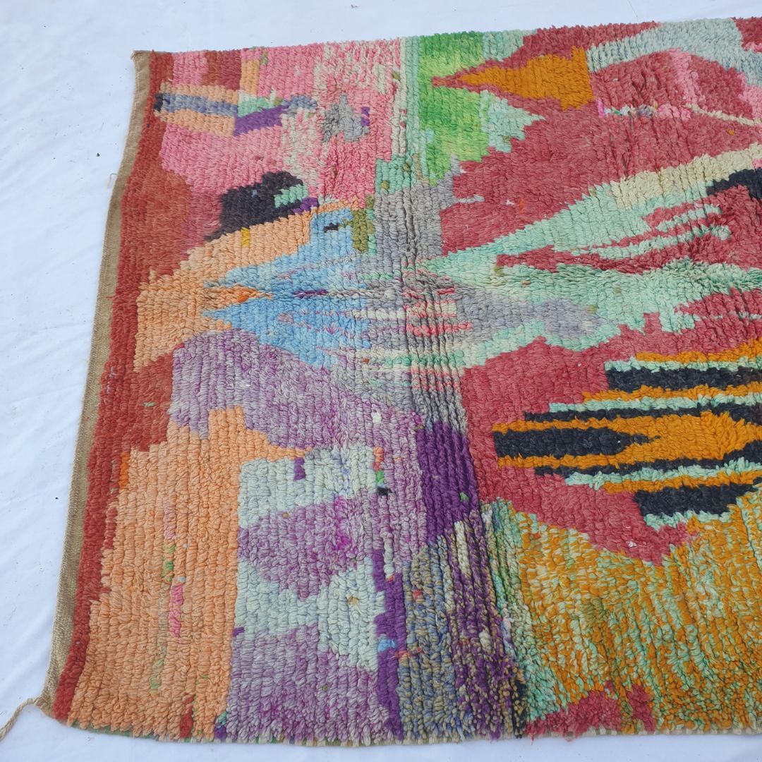 Clala – 6x9 Moroccan Rug – Red Abstract Expressionist Boujad Berber Handwoven Wool Carpet | 6'10"x9'6" Ft | 210x290 cm - OunizZ