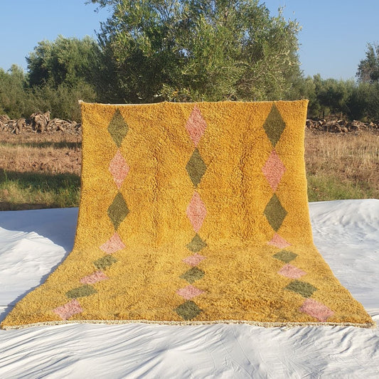 Customized Assif - Beni Ourain Rug Soft & Thick Pink Red Living Room Carpet | Moroccan High Pile Area Rug Berber Authentic Wool | 8’x12’ Ft - OunizZ