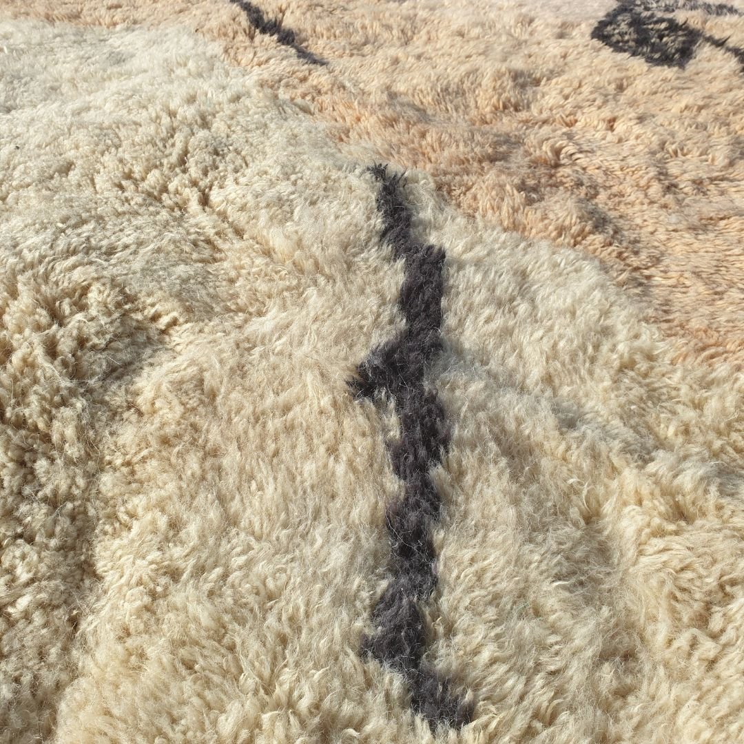 Customized BENI OUARAIN RUG Soft & Thick Pink Orange Living Room Carpet | Moroccan High Pile Area Rug Berber Authentic Wool | 200x250 cm | Rkia - OunizZ