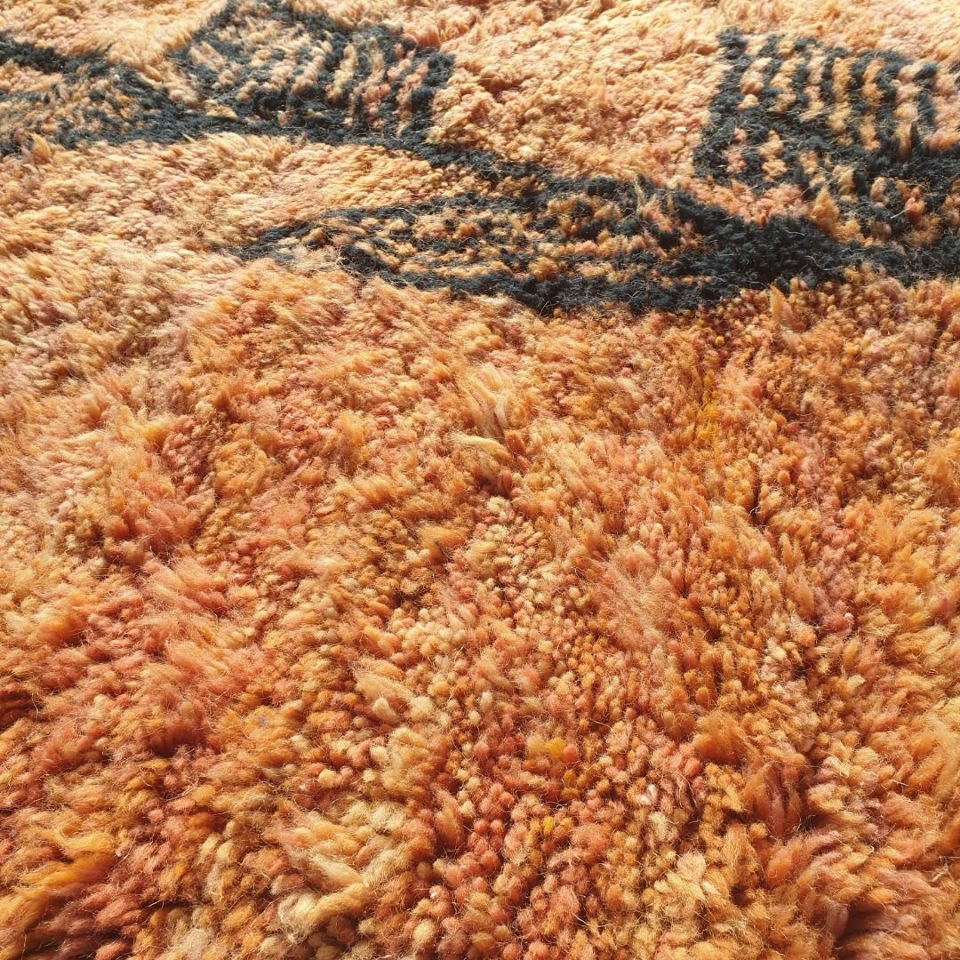 Customized BENI OUARAIN RUG Soft & Thick Pink Orange Living Room Carpet | Moroccan High Pile Area Rug Berber Authentic Wool | 200x250 cm | Rkia - OunizZ