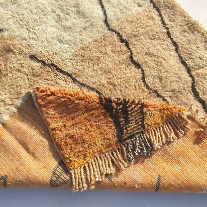 Customized BENI OUARAIN RUG Soft & Thick Pink Orange Living Room Carpet | Moroccan High Pile Area Rug Berber Authentic Wool | 200x250 cm | Rkia - OunizZ