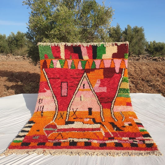 Customized Fakhma | Moroccan Rug 6x9 Boujad | Colorful Authentic Handmade Berber Carpet | 6'75 x 9'94 Ft - OunizZ