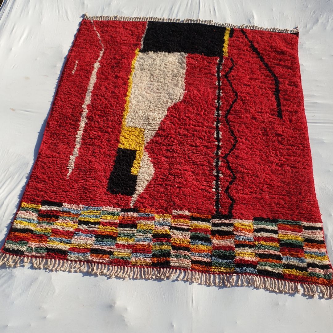 Customized HAMRA (Ultra Fluffy Beni rug) | 8x10 Ft | Moroccan Beni Ourain Rug - OunizZ