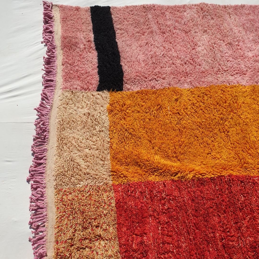 Customized Idouh - Moroccan Rug Pink Orange Beni Ourain | 8’5x11 ft | Moroccan Colorful Shag Rug | 100% wool handmade - OunizZ