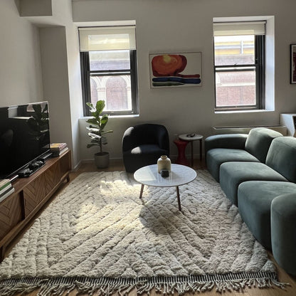 Customized JBEN | 10x7 Ft | Moroccan Beni Ourain Rug | 100% wool handmade - OunizZ