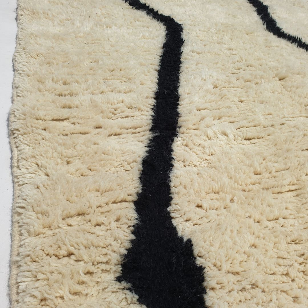 Customized Sidivia Beni Ourain Moroccan Rug 6x9 Ft | Berber Black & White 100% Authentic Wool - OunizZ