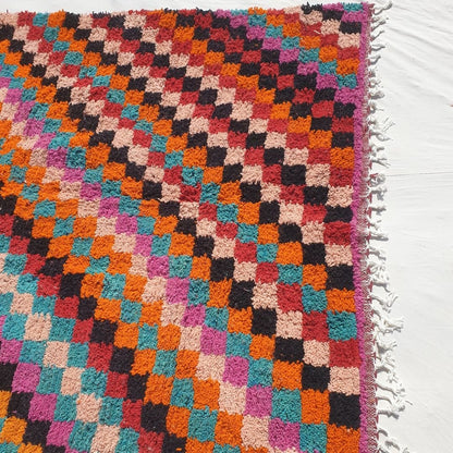 Customized STILA | 6'5x8'50 Ft | Moroccan VINTAGE Checkered Rug | 100% wool handmade - OunizZ