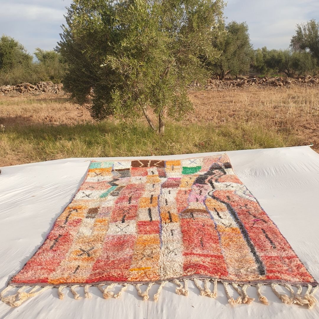 Dabiba - Red & Orange Moroccan Rug 6x10 Boujad Handmade Berber | 6'63x10'37 Ft | 202x316 cm - OunizZ