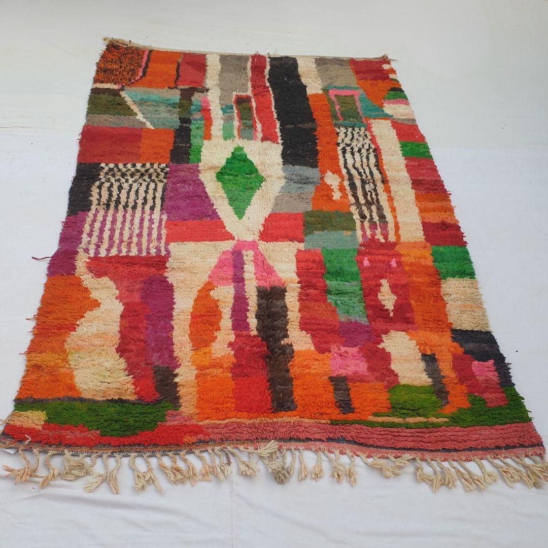 Dialra - 6x10 Moroccan Rug - Vibrant Red Diamond Boujad Berber Handwoven Carpet | 6'4"x10'2" Ft | 193x310 cm - OunizZ