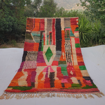 Dialra - 6x10 Moroccan Rug - Vibrant Red Diamond Boujad Berber Handwoven Carpet | 6'4"x10'2" Ft | 193x310 cm - OunizZ