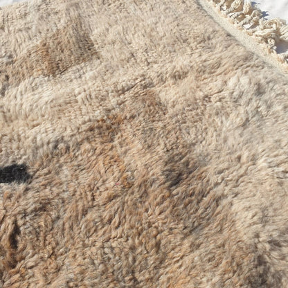 Dmija | 6x9 Beni Ourain Moroccan Rug - Soft Ivory Plush Shag with Black Diamond Lines Wool Berber Carpet | 6'10"x9'9" Ft | 209x298 cm - OunizZ