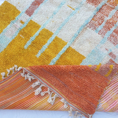 Dofla - Abstract Gradient 6x10 Boujad Moroccan Rug - Handwoven Orange and Yellow Berber Wool Carpet for Boho Decor | 6'23x10'73 Ft | 190x327 cm - OunizZ