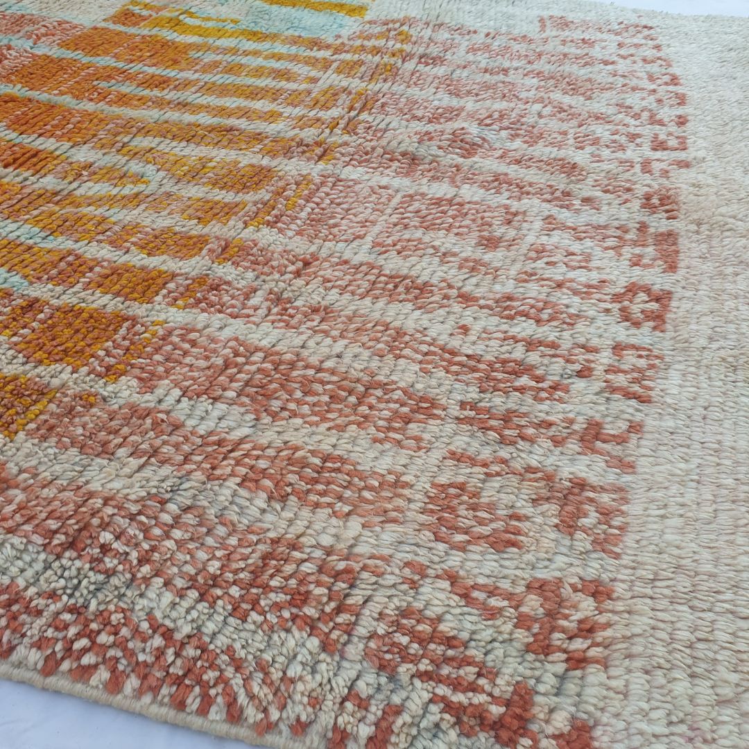 Dofla - Abstract Gradient 6x10 Boujad Moroccan Rug - Handwoven Orange and Yellow Berber Wool Carpet for Boho Decor | 6'23x10'73 Ft | 190x327 cm - OunizZ