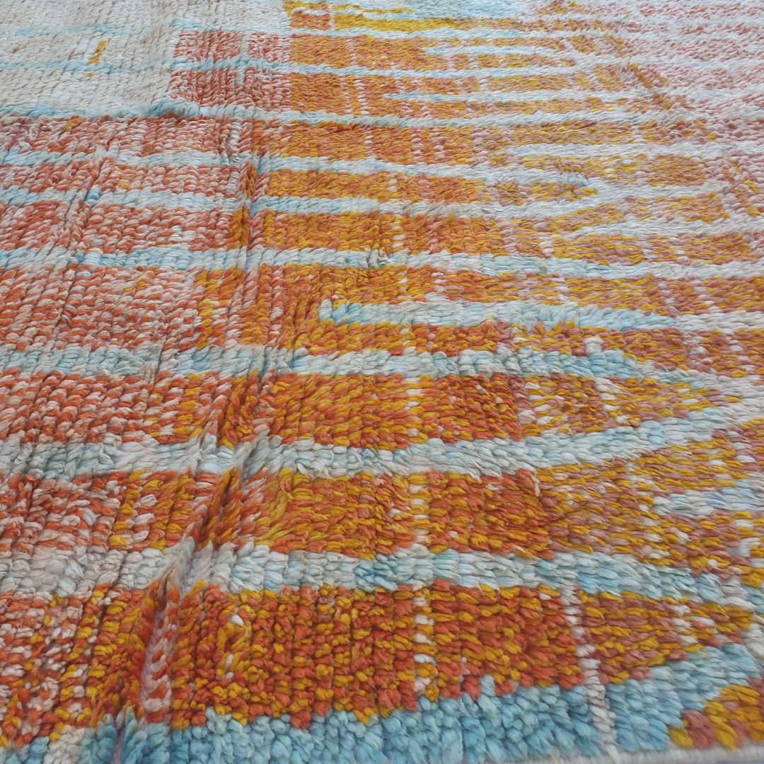 Dofla - Abstract Gradient 6x10 Boujad Moroccan Rug - Handwoven Orange and Yellow Berber Wool Carpet for Boho Decor | 6'23x10'73 Ft | 190x327 cm - OunizZ