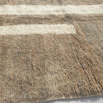 Farali - Beni Ourain Rug with Taupe Field and Scattered Ivory Mosaic Block Shapes - Handwoven Berber Carpet | 6'7"x10'7" Ft | 201x324 cm - OunizZ