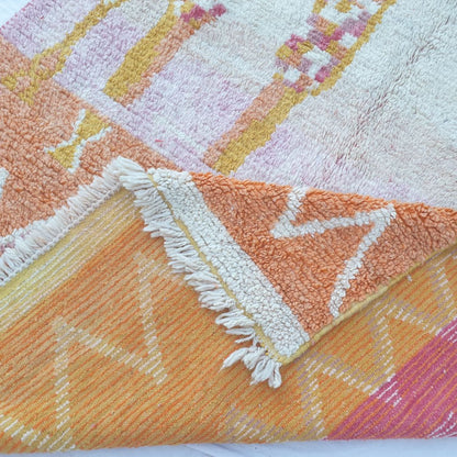 Fenaly - Figurative 6x10 Orange Boujad Moroccan Rug - Handwoven Berber Tribal Art Carpet | 6'10x10'33 Ft | 186x315 cm - OunizZ