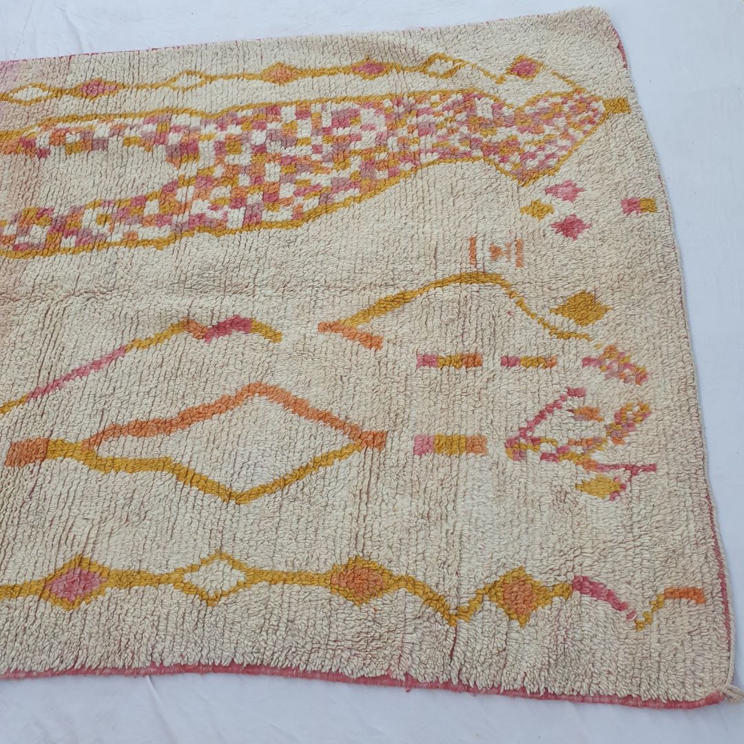 Fenaly - Figurative 6x10 Orange Boujad Moroccan Rug - Handwoven Berber Tribal Art Carpet | 6'10x10'33 Ft | 186x315 cm - OunizZ