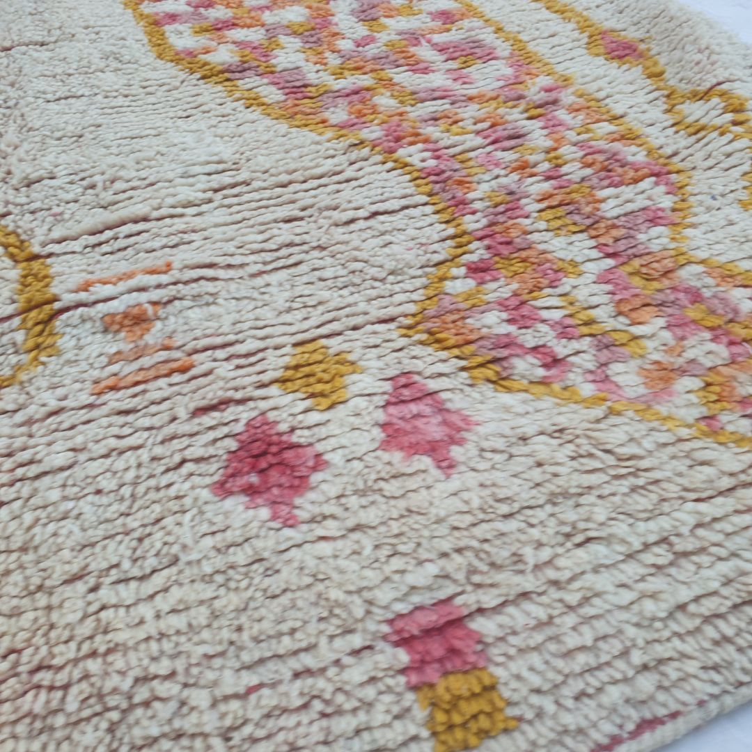 Fenaly - Figurative 6x10 Orange Boujad Moroccan Rug - Handwoven Berber Tribal Art Carpet | 6'10x10'33 Ft | 186x315 cm - OunizZ