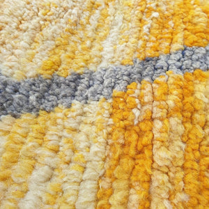 Gawya | Yellow Moroccan Rug 7x9 Authentic Beni Ourain | Handmade Berber Wool Carpet | 7'22x9'84 Ft | 220x300 cm - OunizZ