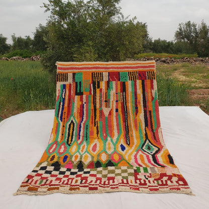 Ghicha - Handmade Moroccan Rug Boujad | Colorful Authentic Berber Rug | 10'30x6'80 Ft | 315x206 cm - OunizZ
