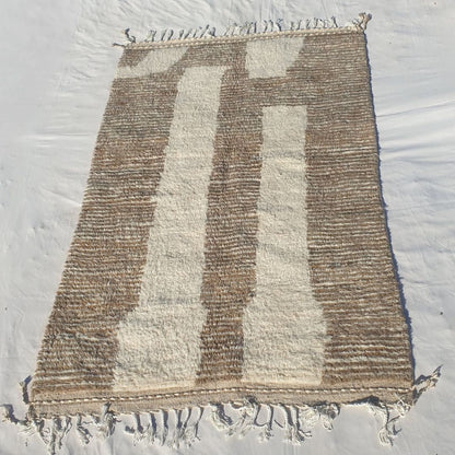 Dense plush pile and earthy striped contrast in this sumptuous Beni Ourain Berber carpet