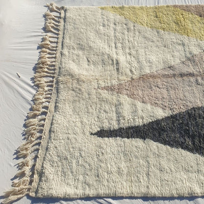 Ghlama | Abstract 6x9 Multi - Color Beni Ourain Rug - Soft Plush Berber Wool Shag Carpet | 6'89x9'55 Ft | 210x291 cm - OunizZ