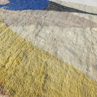 Ghlama | Abstract 6x9 Multi - Color Beni Ourain Rug - Soft Plush Berber Wool Shag Carpet | 6'89x9'55 Ft | 210x291 cm - OunizZ