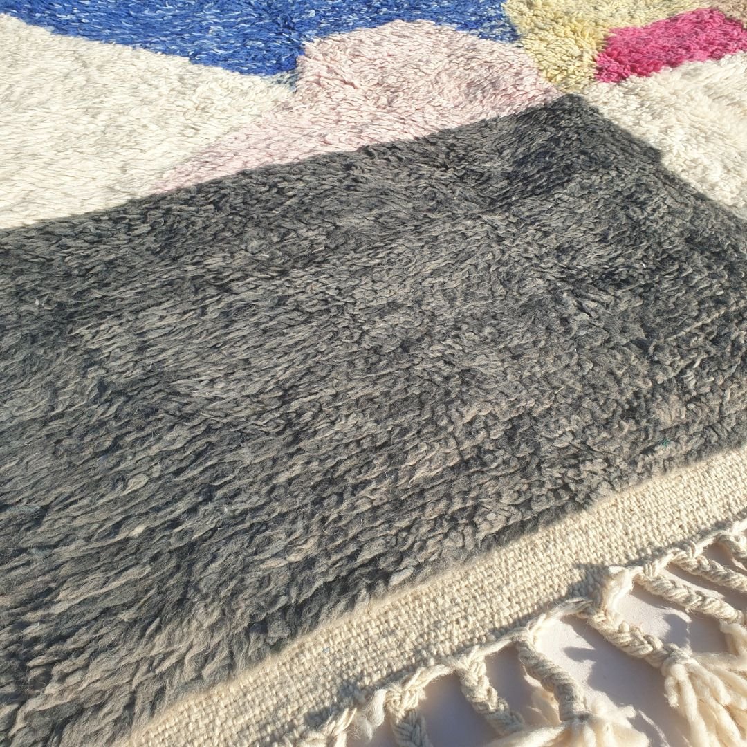 Ghlama | Abstract 6x9 Multi - Color Beni Ourain Rug - Soft Plush Berber Wool Shag Carpet | 6'89x9'55 Ft | 210x291 cm - OunizZ