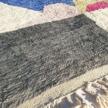 Ghlama | Abstract 6x9 Multi - Color Beni Ourain Rug - Soft Plush Berber Wool Shag Carpet | 6'89x9'55 Ft | 210x291 cm - OunizZ