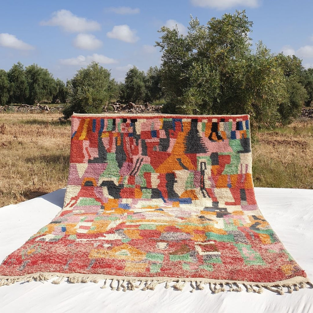 Ghmaya - Large Moroccan Rug 10x13 Colorful Boujad | Berber Handmade Moroccan Carpet | 10'10x13'10 Ft | 300x400 cm - OunizZ