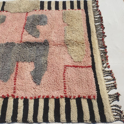 Graoua - Pink 7x9 Moroccan Rug Beni Mrirt Luxurious Ultra Soft and Thick | Berber Handmade Wool Carpet | 7'05x9'78 Ft | 215x298 cm - OunizZ